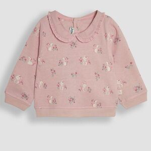 JoJo Maman Bebe Pink Pretty Mouse Collared Sweatshirt NWT